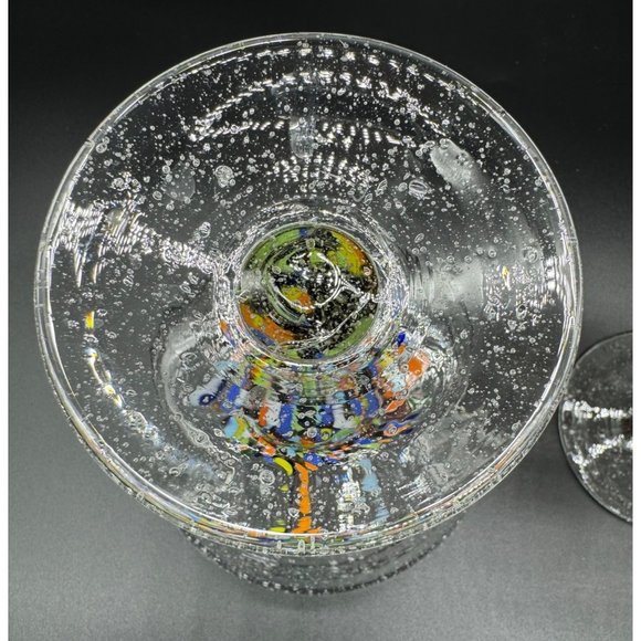 Set of 2 Baja Confetti Stemmed Margarita Glass  Hand Made Gorgeous 7" - Picture 10 of 12